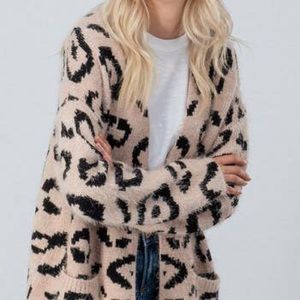 Fuzzy Leopard Print Cardigan